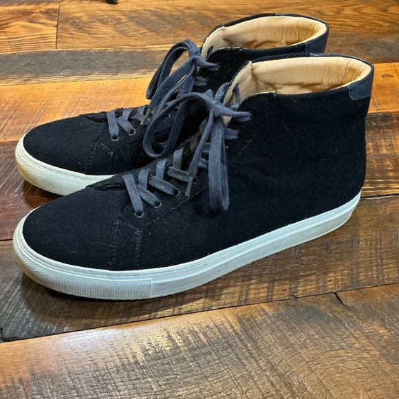 Greats Royale High Cadet Navy Wool Sneakers Men’s Size 12 | Premium Italian-Made - Picture 9 of 15